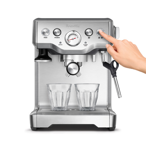 the Infuser Espresso Machine in Brushed Stainless Steel volumetric control